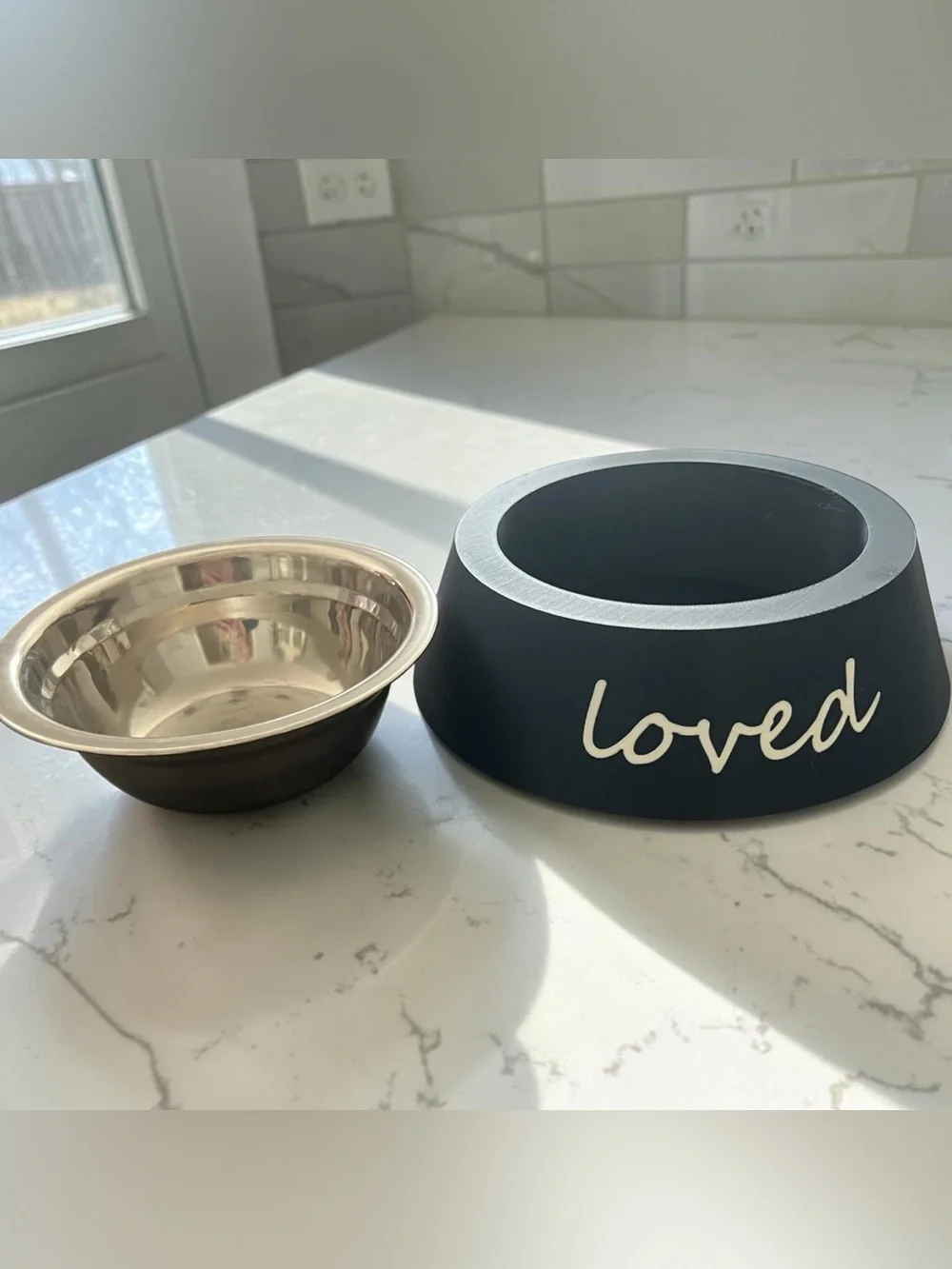 Loved Stainless Steel Pet Bowl — Navy - 15oz bowl